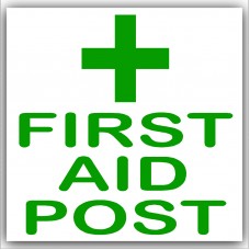 6 x First Aid Post-Green on White,External Self Adhesive Stickers-Medical,Health and Safety Signs 